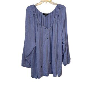 Ellos Womens 4X Light Blue Peasant Blouse